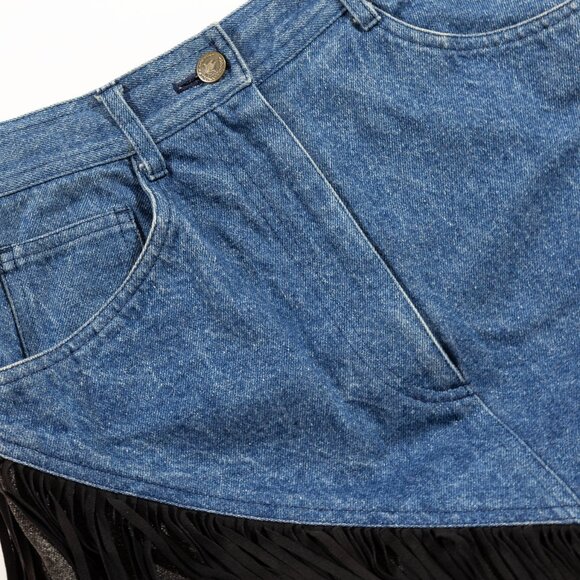 Moschino Jeans fringe two-toned denim skirt - Picture 3 of 5
